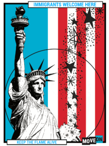 Image of America Welcomes sticker: Statue of Liberty design