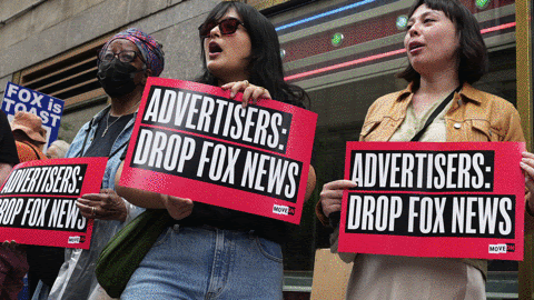 MoveOn Members Protest at Fox’s Upfront and Rally to Stop Funding Fox